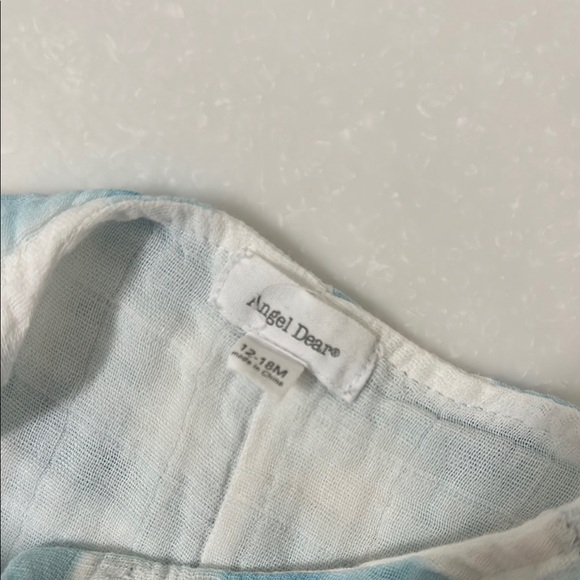 Angel Dear Light Blue and White Baby Sleeveless Shortie Romper - Picture 2 of 5